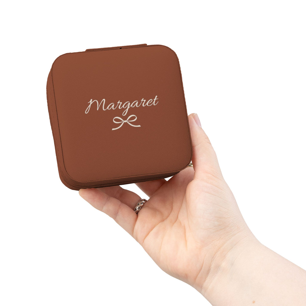 Personalized Bow Jewelry Case – Custom Name Bridesmaid Gift