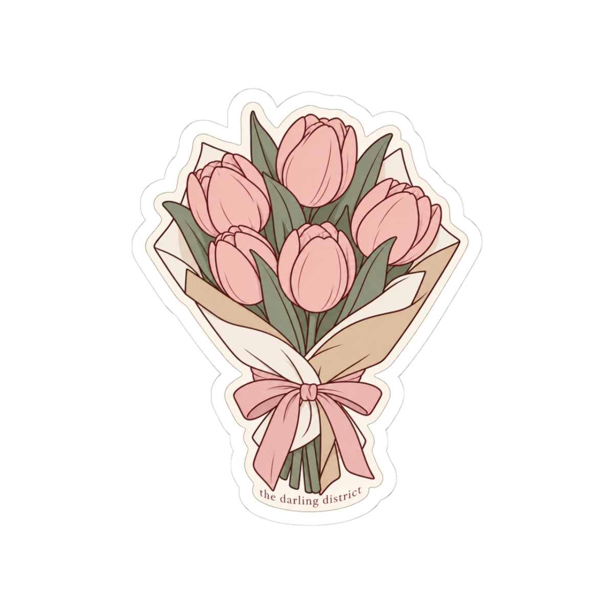 Pink Tulip Bouquet Kiss-Cut Sticker