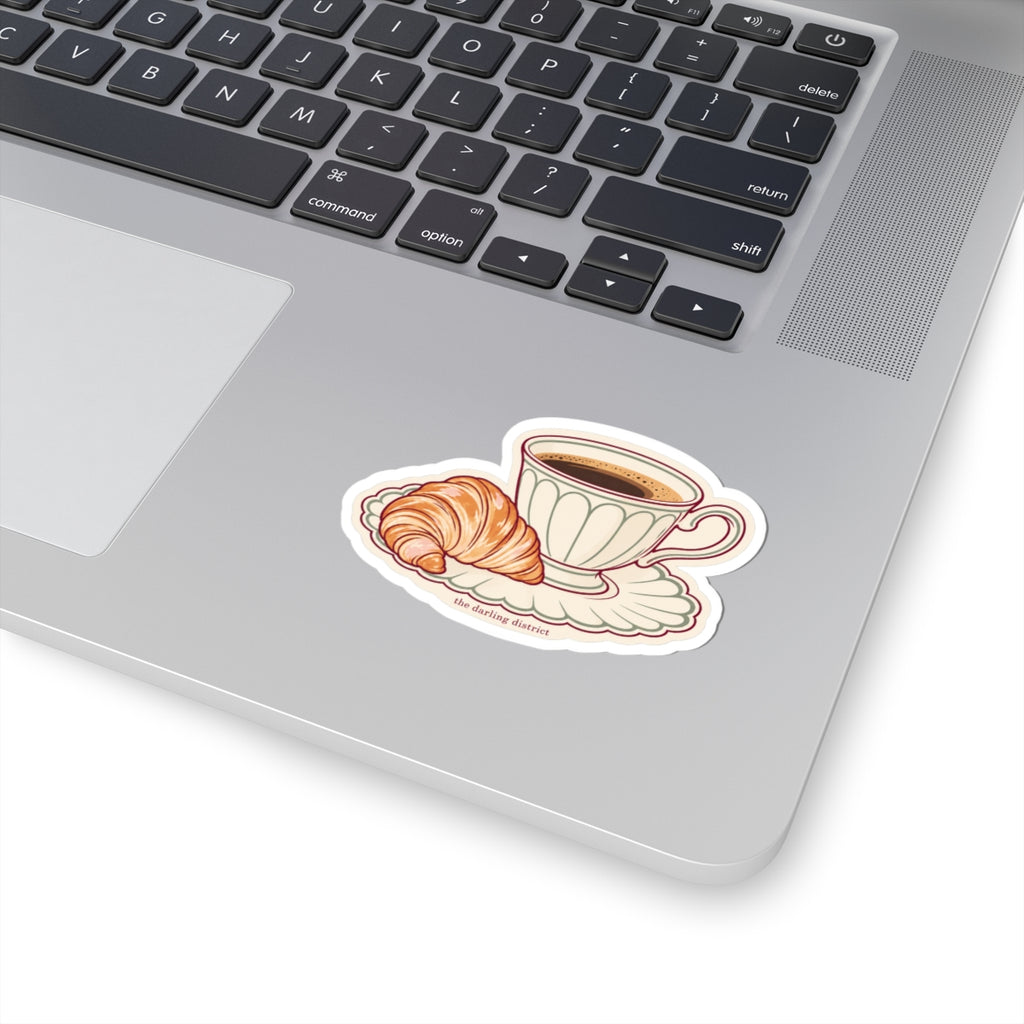 Croissant and Coffee Kiss-Cut Sticker