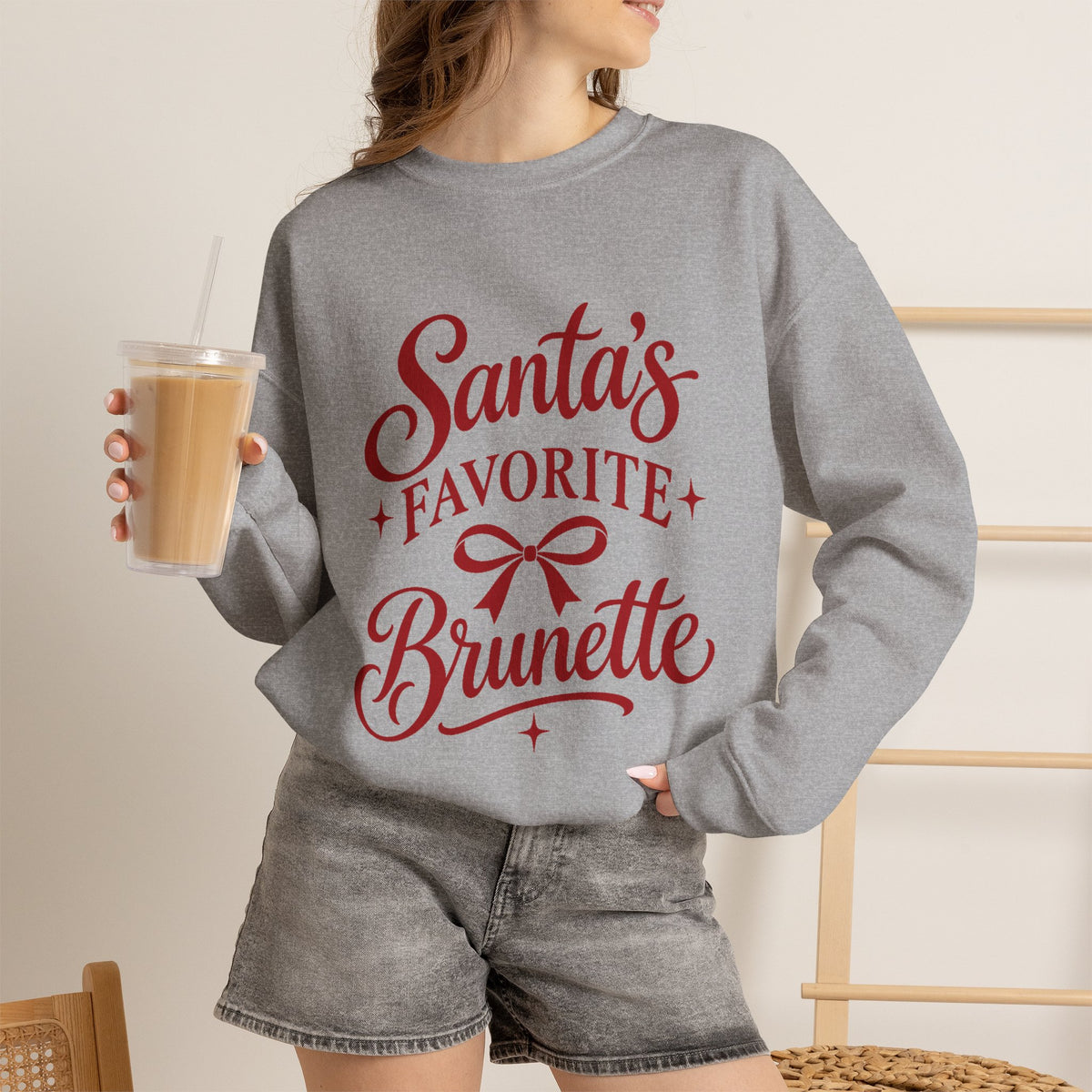 Santa’s Favorite Brunette Christmas Sweatshirt