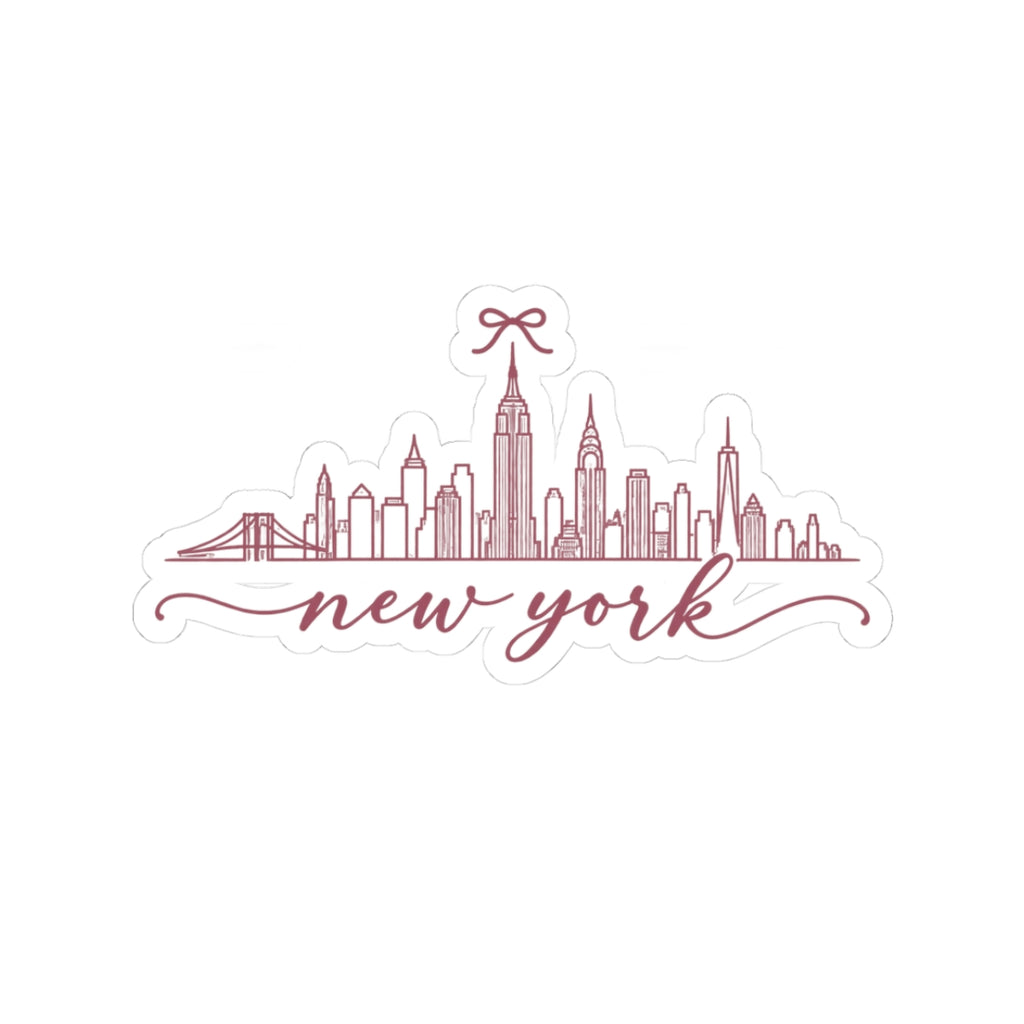 New York Skyline Kiss-Cut Sticker — Elegant Rose Gold City Decal