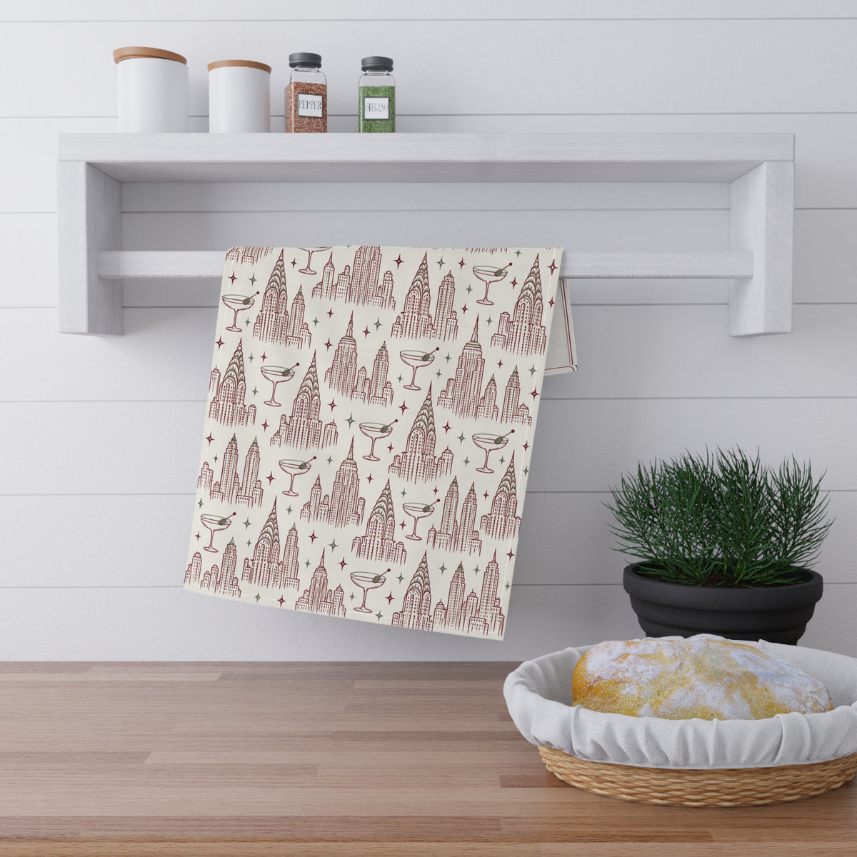 Art Deco Cityscape Tea Towel