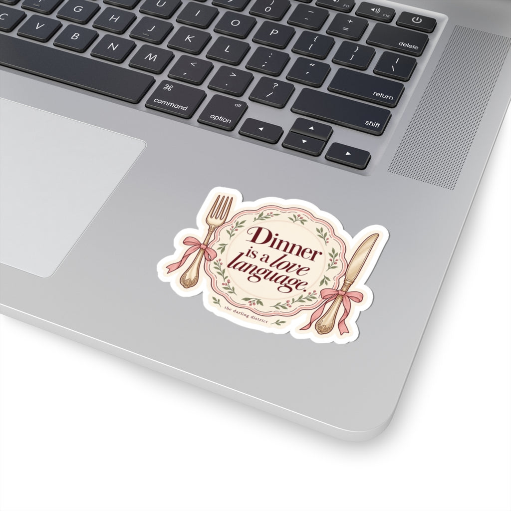 “Dinner Is a Love Language” Vintage Kitchen Kiss-Cut Sticker