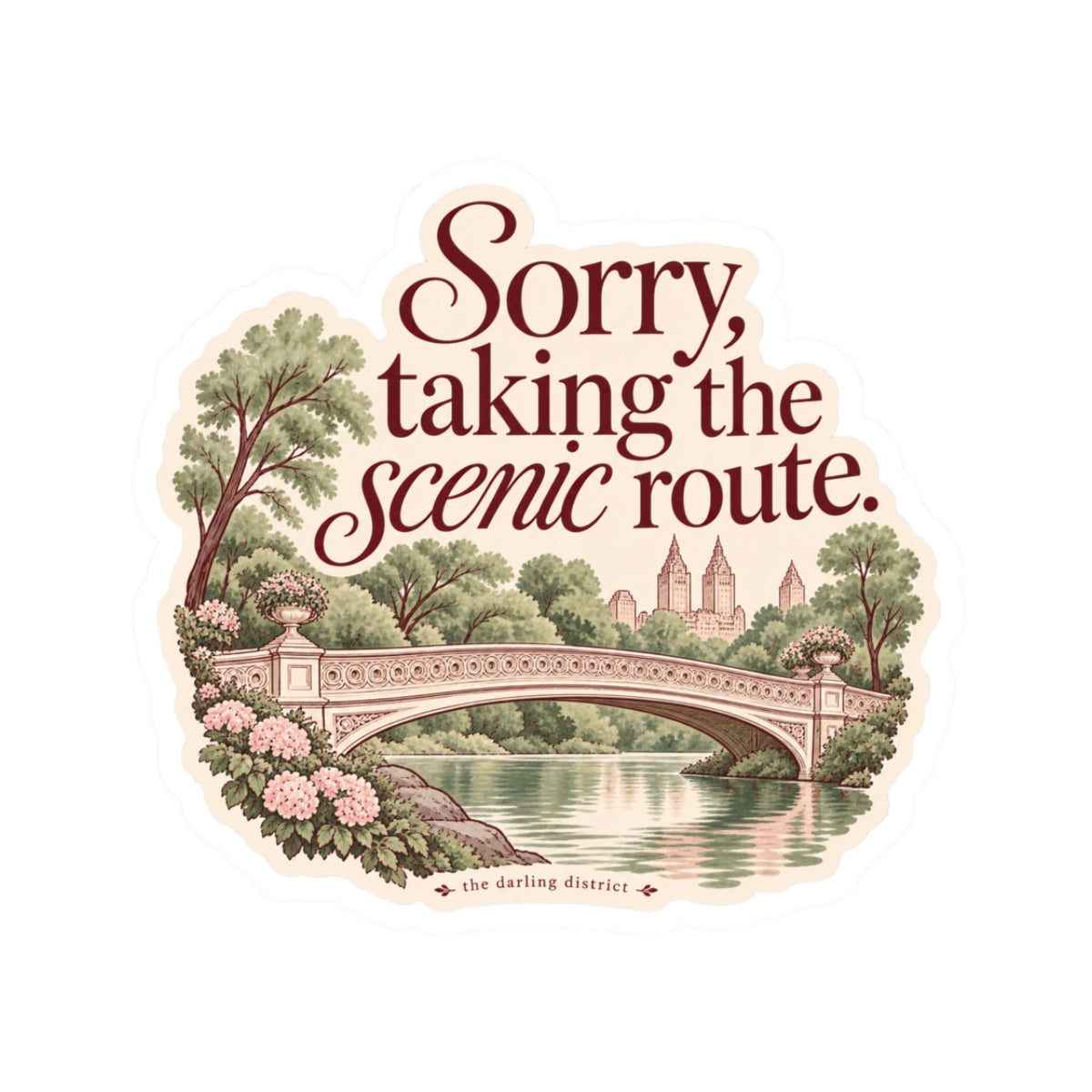 Sorry Taking the Scenic Route Bridge Landscape Kiss-Cut Sticker