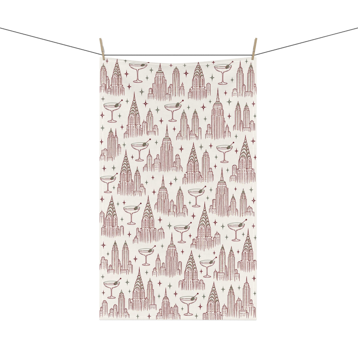 Art Deco Cityscape Tea Towel