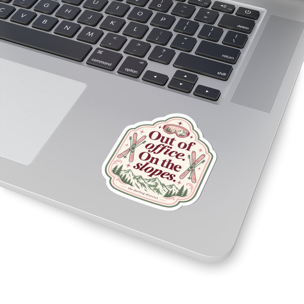 Out of Office on the Slopes Skiing Kiss-Cut Sticker