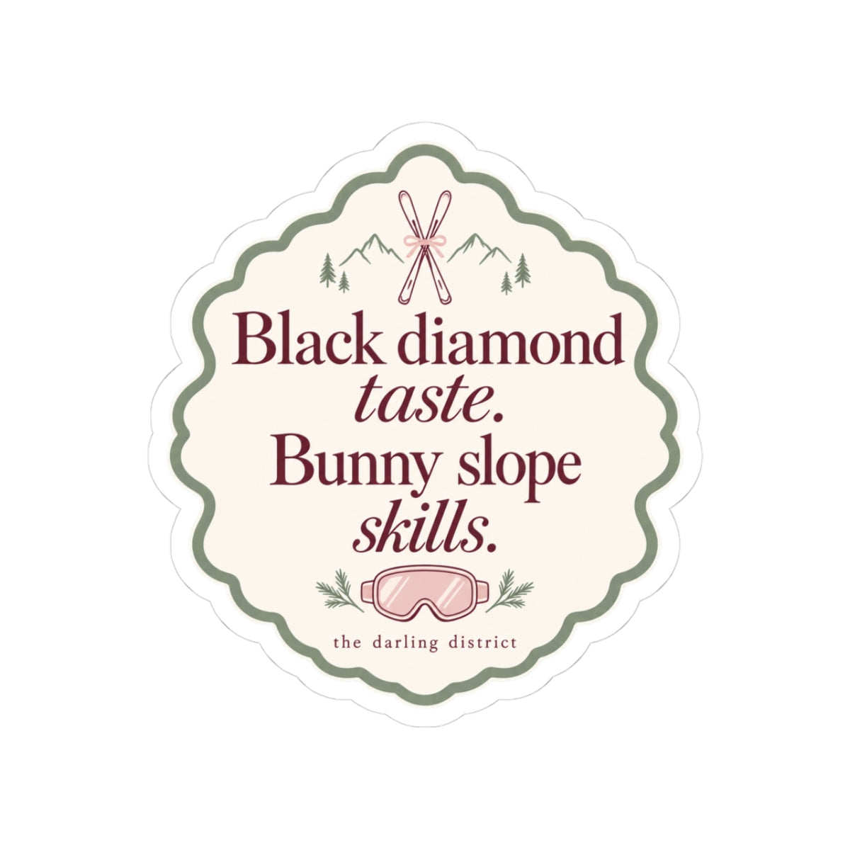 Black Diamond Taste Bunny Slope Skills Kiss-Cut Sticker