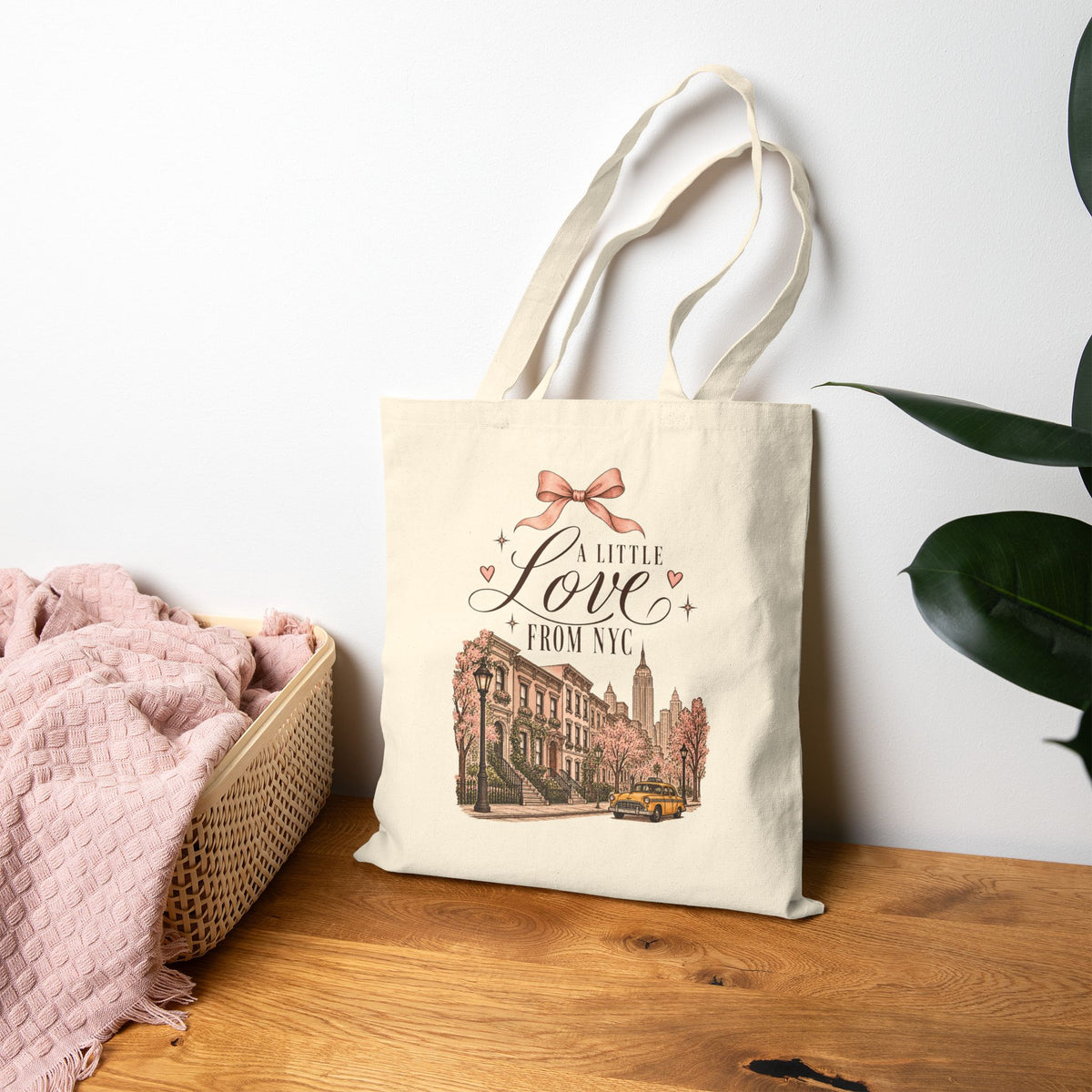 Tote Bag — 'A Little Love From NYC' Vintage Cityscape Cotton Tote