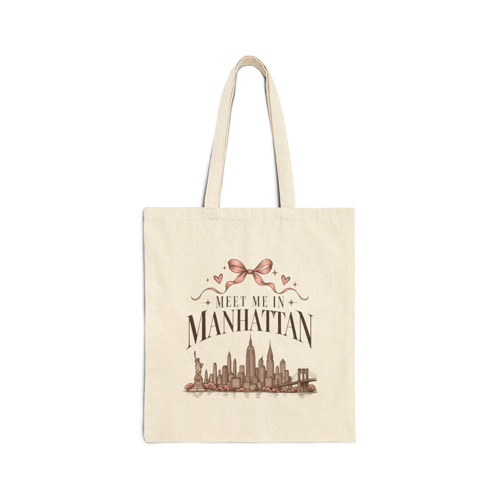 Meet Me in Manhattan Canvas Tote Bag — NYC Skyline Cotton Shopper