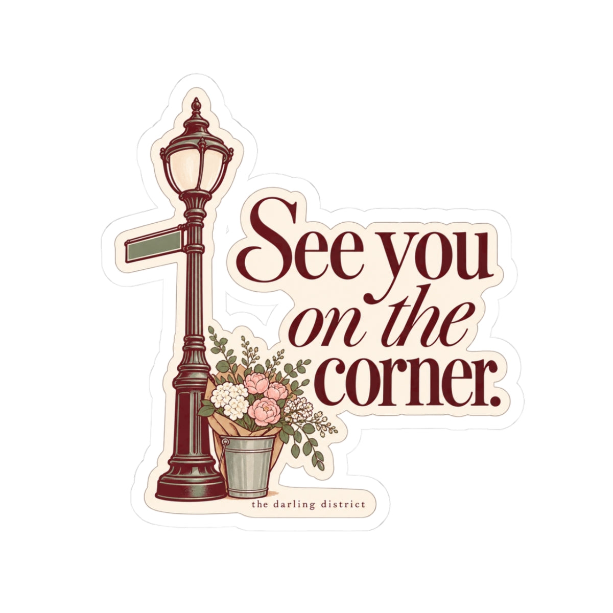 See You on the Corner Vintage Street Lamp Kiss-Cut Sticker