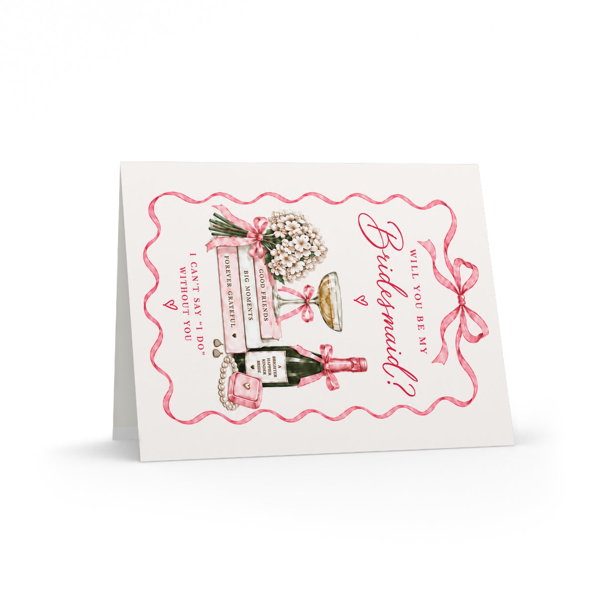 Will You Be My Bridesmaid Card | Bridesmaid Proposal Card | Pink Bow Bridal Party Ask Card