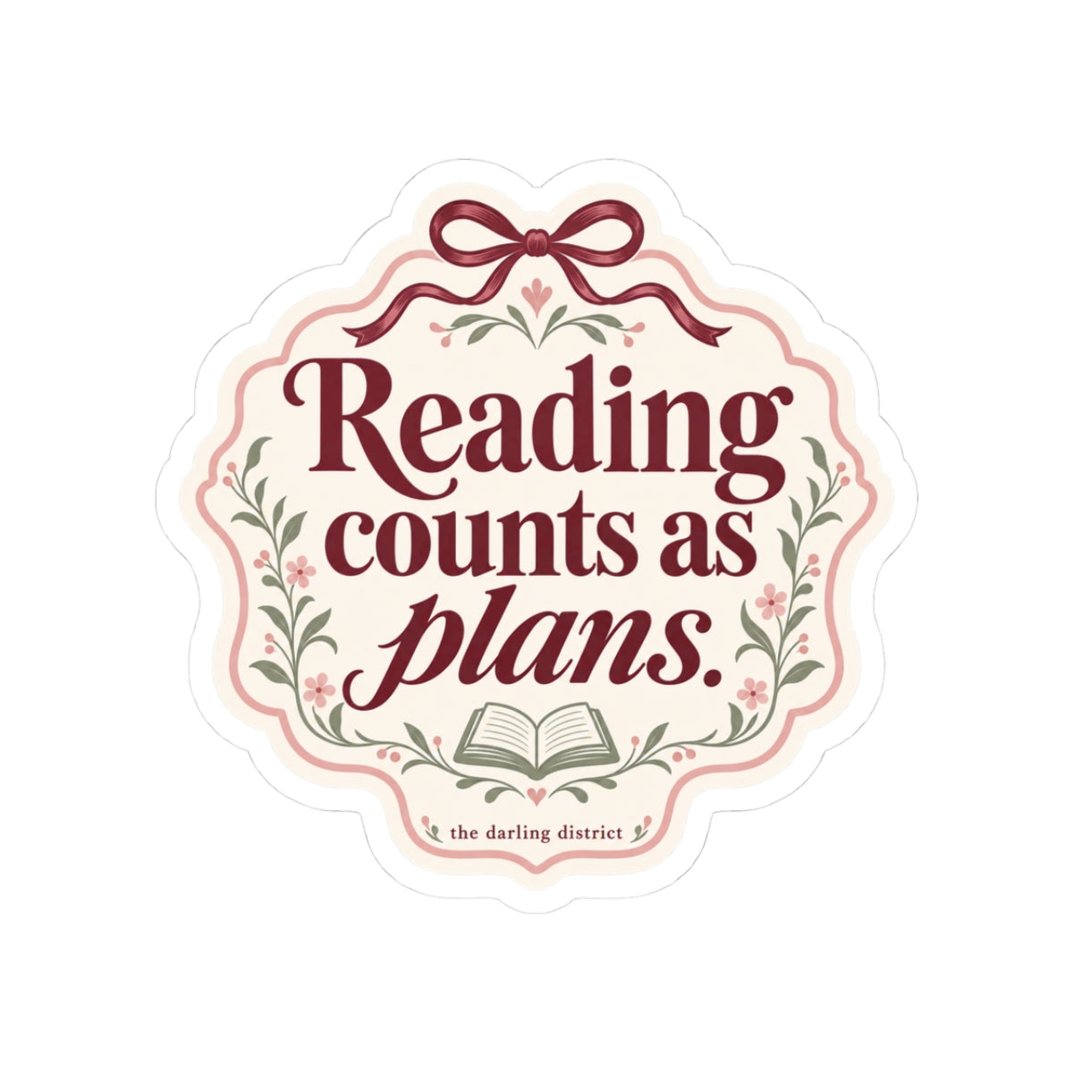 Reading Counts as Plans Book Lover Kiss-Cut Sticker