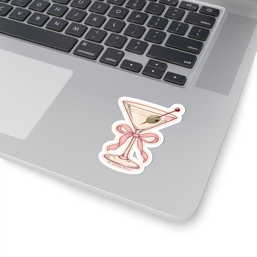 Retro Martini Bow Kiss-Cut Sticker
