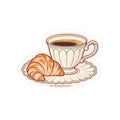 Croissant and Coffee Kiss-Cut Sticker