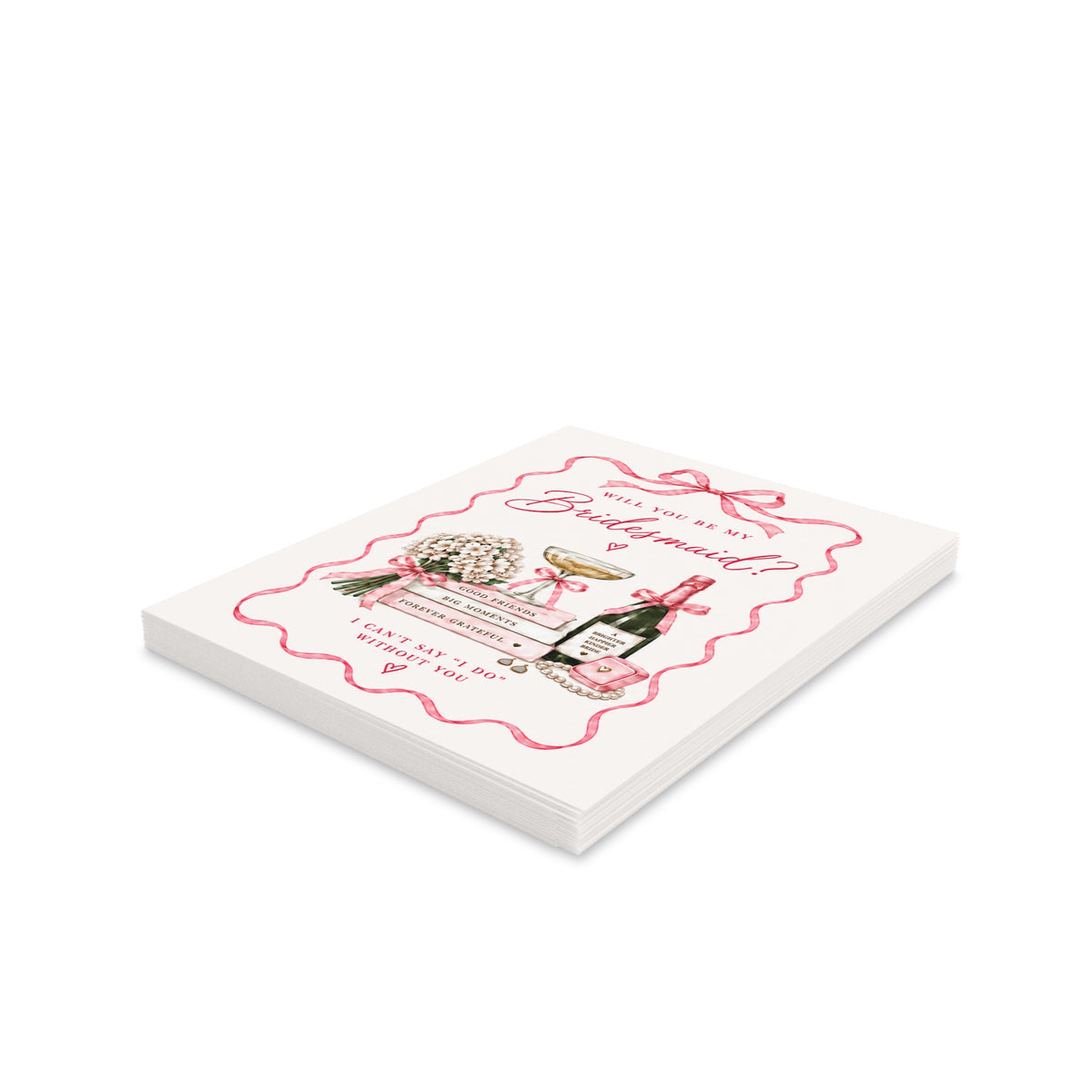 Will You Be My Bridesmaid Card | Bridesmaid Proposal Card | Pink Bow Bridal Party Ask Card