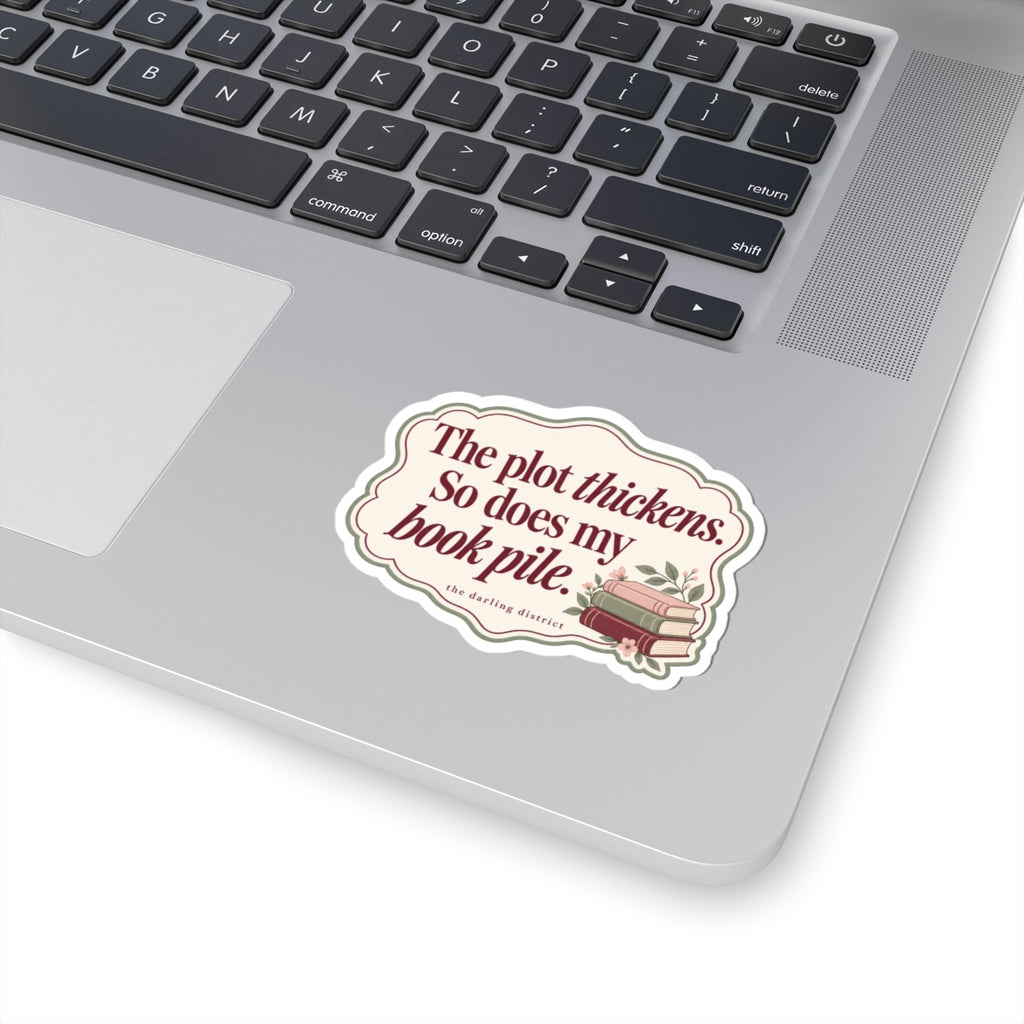 The Plot Thickens Book Pile Kiss-Cut Sticker