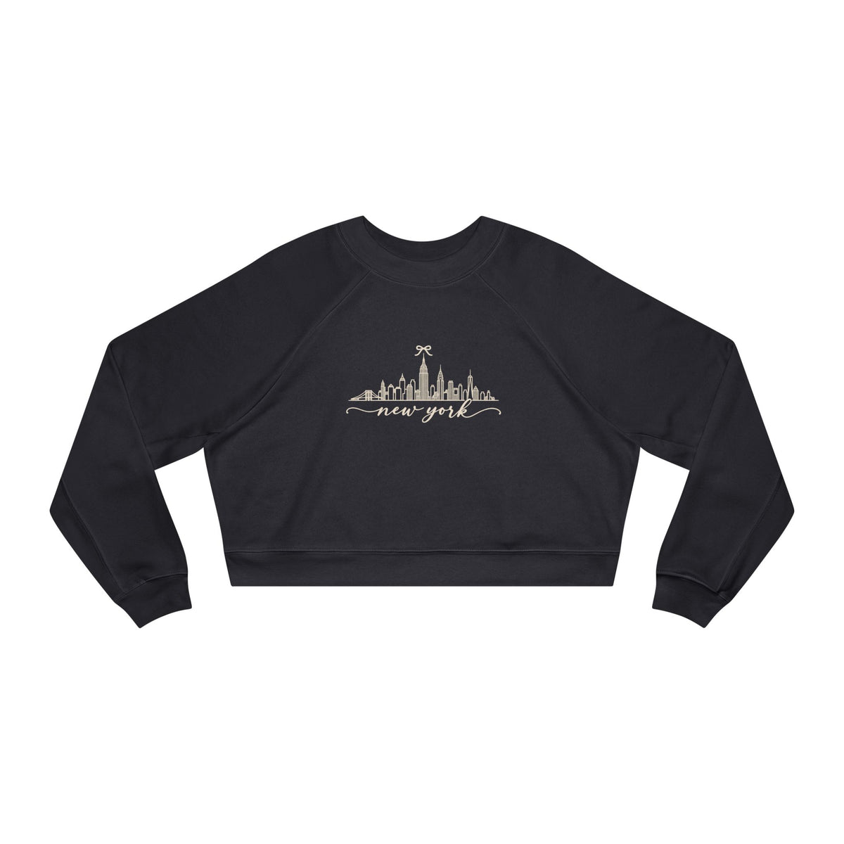 New York City Skyline Cropped Pullover —  Script Font