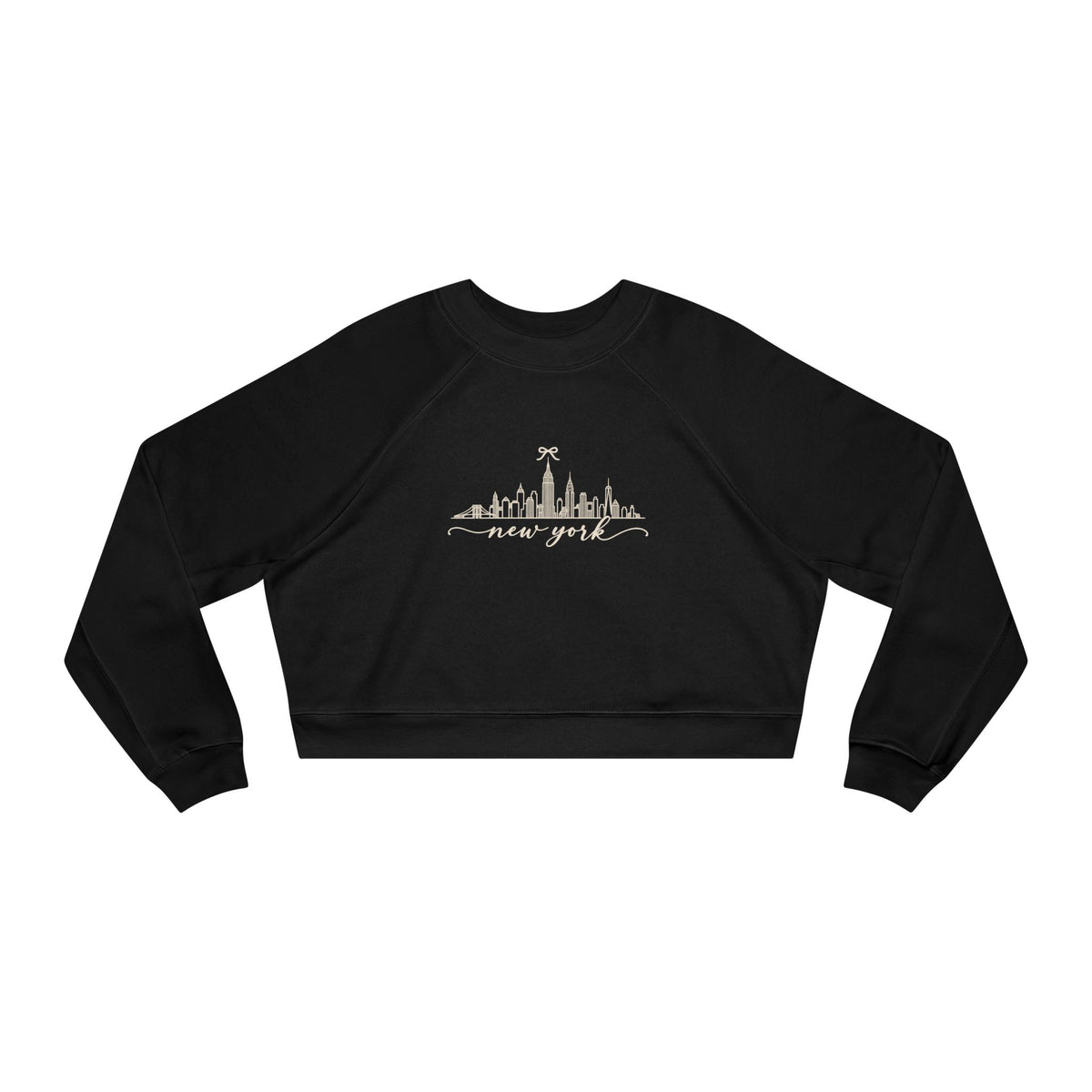 New York City Skyline Cropped Pullover —  Script Font