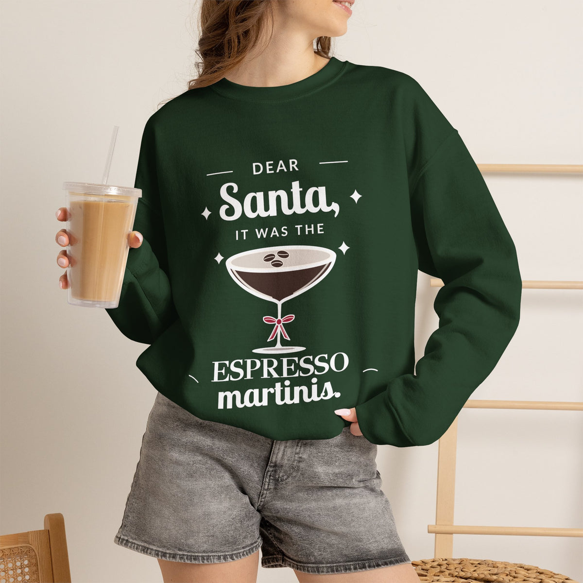 Dear Santa Espresso Martini Christmas Sweatshirt