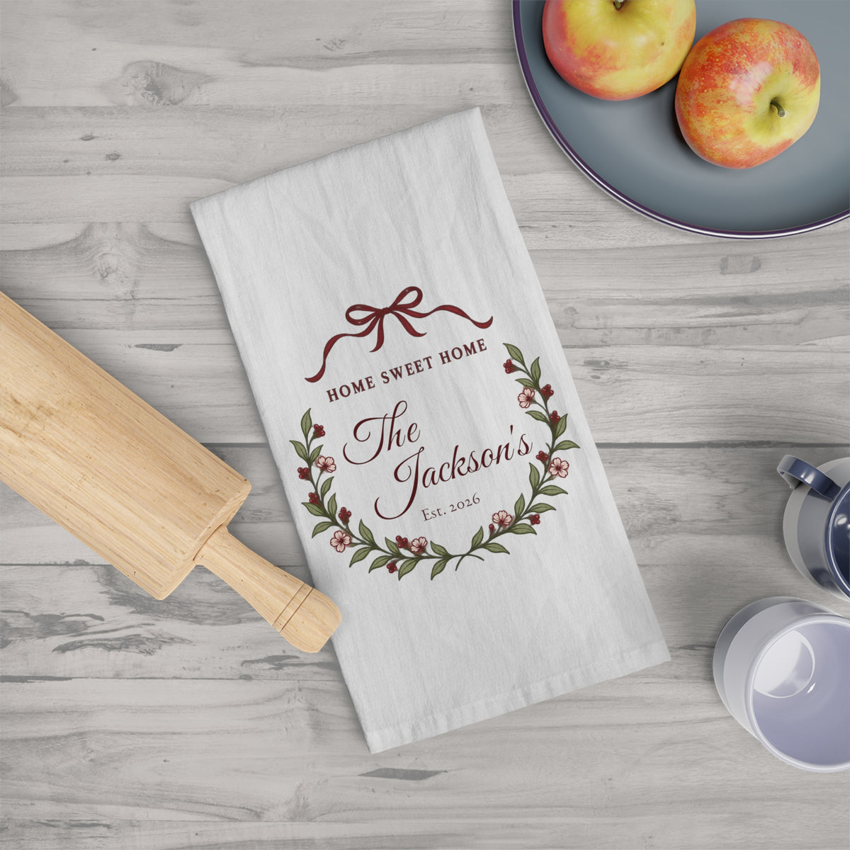 Personalized Family Name Tea Towel | Wedding & Housewarming Gift