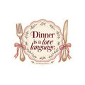 “Dinner Is a Love Language” Vintage Kitchen Kiss-Cut Sticker