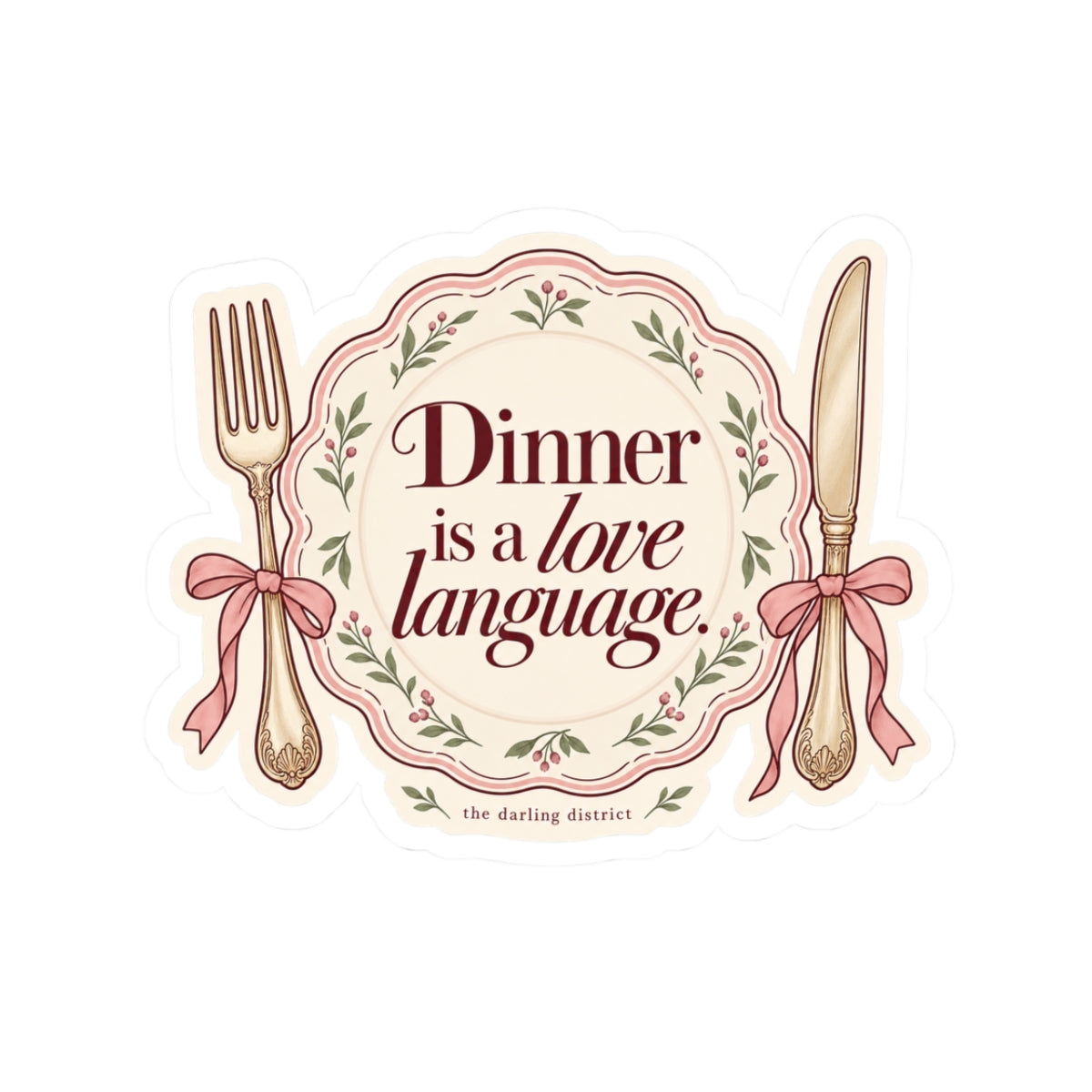 “Dinner Is a Love Language” Vintage Kitchen Kiss-Cut Sticker