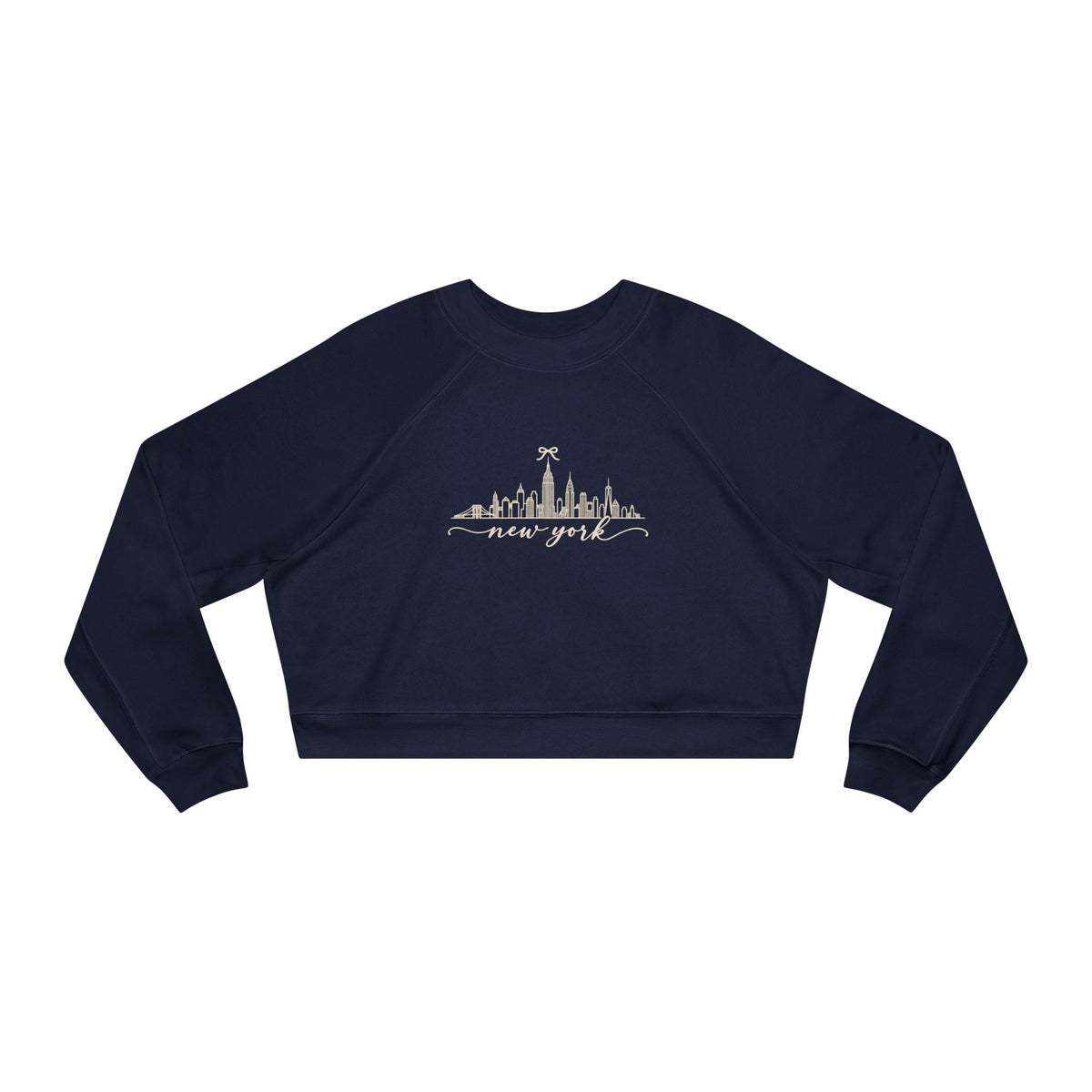 New York City Skyline Cropped Pullover —  Script Font