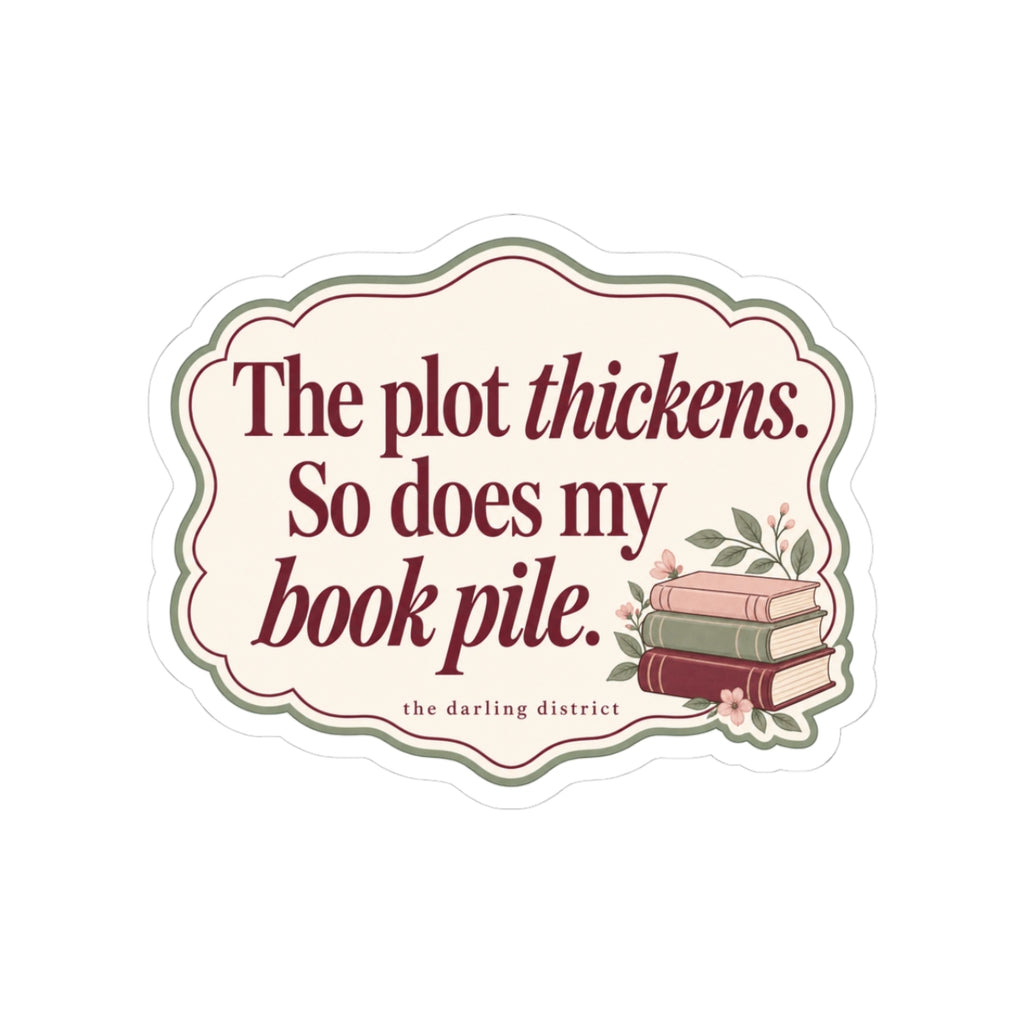 The Plot Thickens Book Pile Kiss-Cut Sticker