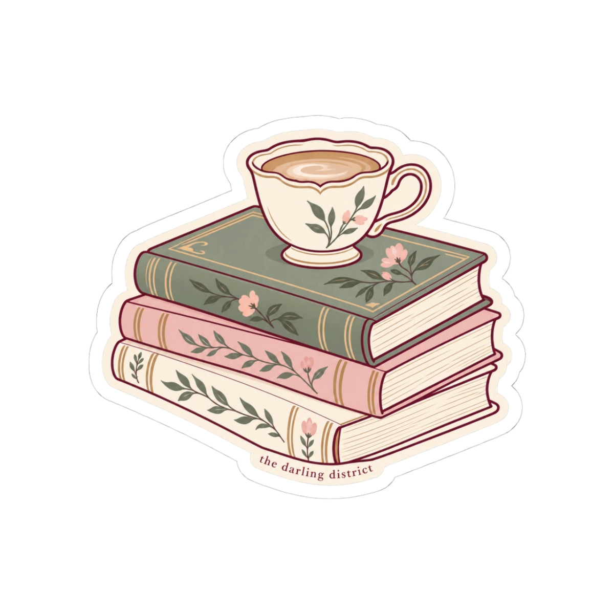 Cozy Book Stack & Coffee Kiss-Cut Sticker