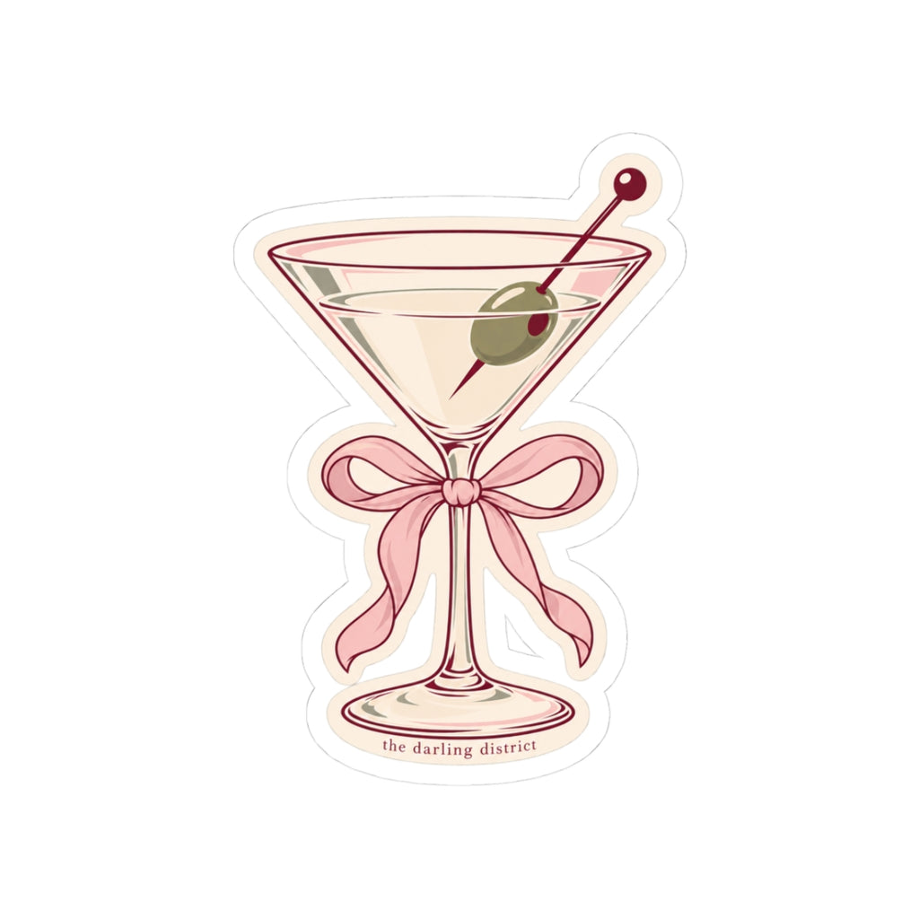 Retro Martini Bow Kiss-Cut Sticker