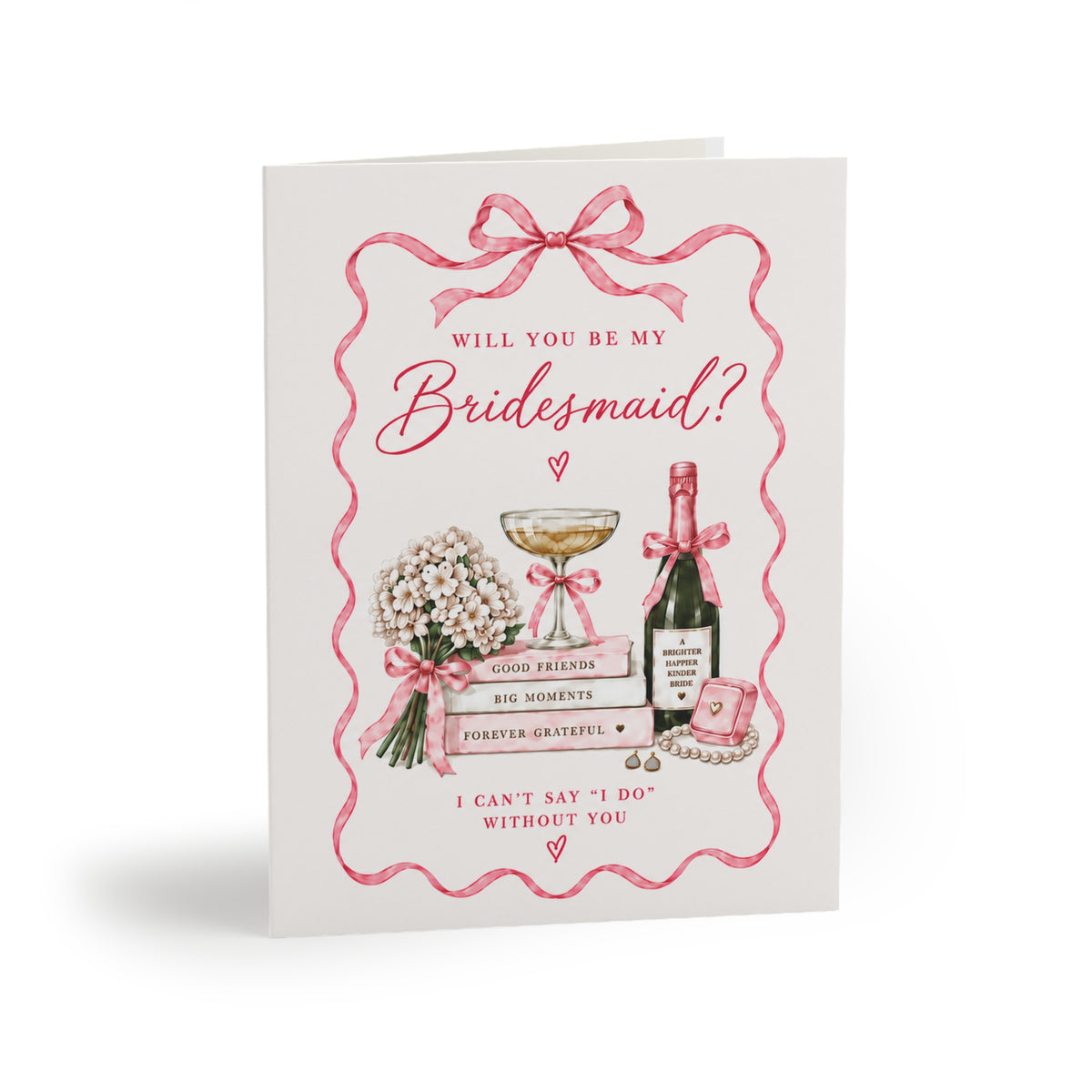 Will You Be My Bridesmaid Card | Bridesmaid Proposal Card | Pink Bow Bridal Party Ask Card